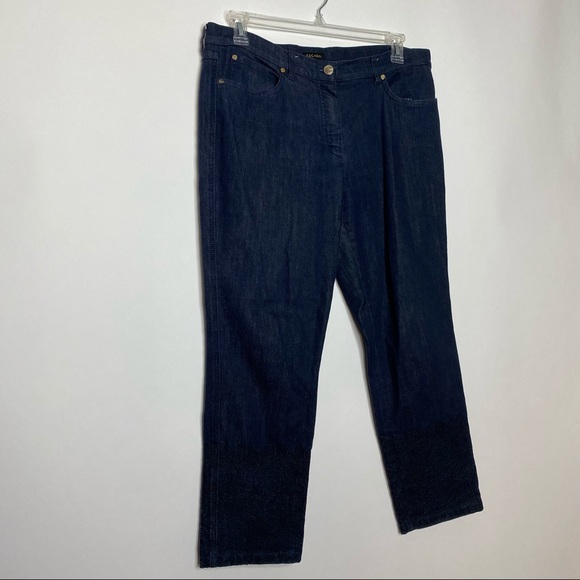 Escada Piped Embroidered Hem Straight Jeans L/42 - Picture 9 of 10